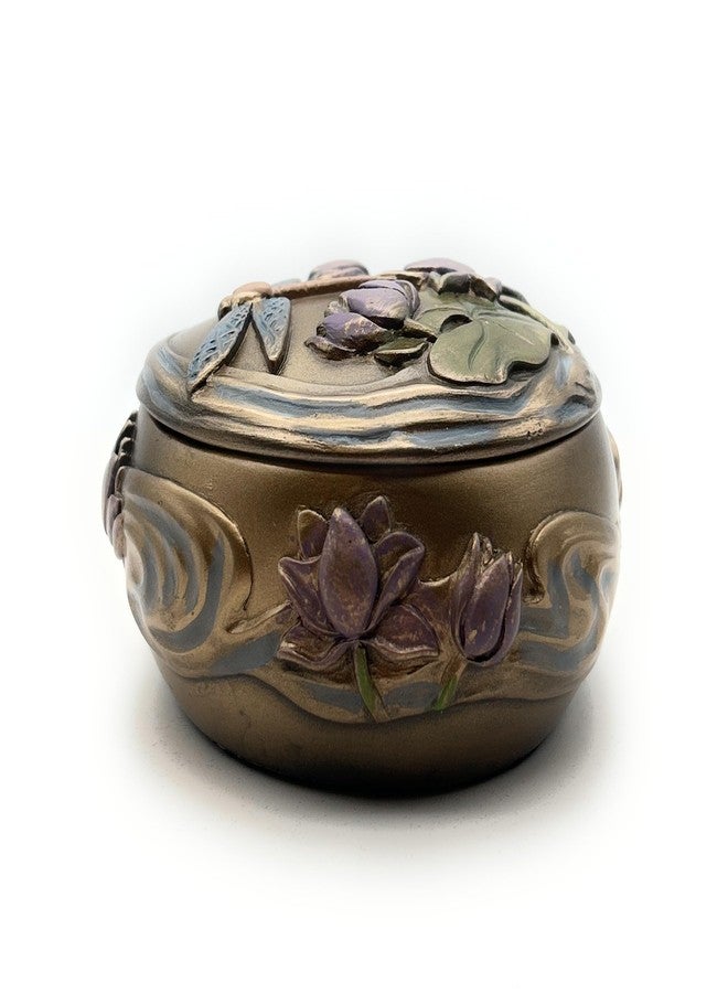RUSTIX Dragonfly Trinket Box - Art Nouveau Decorative Jewelry Box with Hand-Painted Dragonfly, Floral, and Lily Pad Design - Elegant Dragonfly Gifts for Women and Home Decor - Image 1
